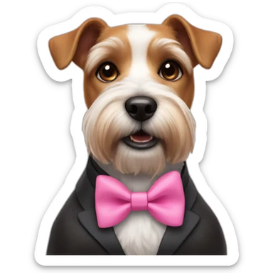 norwhich terrier with a pink bowtie sticker