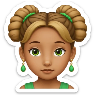  bun haired kid with earrings green hair guy sticker
