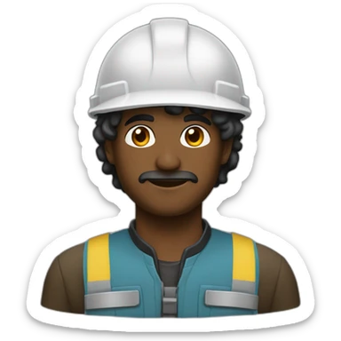 ingeniero pelo negro , con casco y que diga Jhan sticker