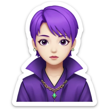 Rumi from K-pop demon hunters purple hair sticker