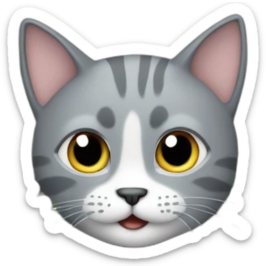 Cartoon Grey cat playing in the garden sticker