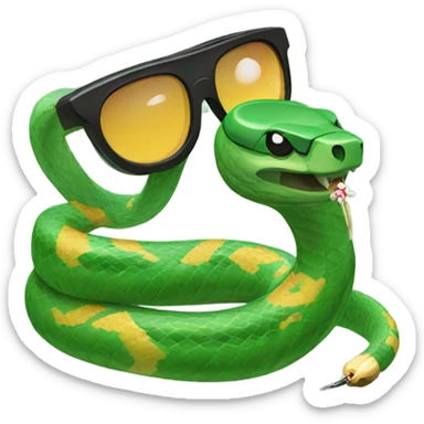 Snake with sunglasses and a joint sticker