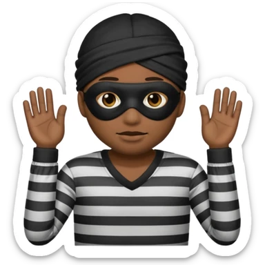 A theif robber emoji,Stripped shirt,eye mask, black head. sticker