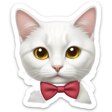 White cat wearing a bow tie  sticker