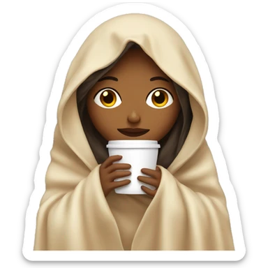 girl inside a blanket sipping coffee eyes closed sticker