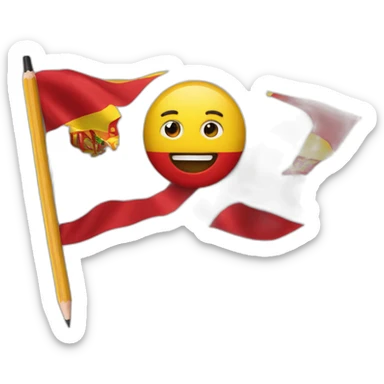 superhero pencil wearing a spain flag sticker