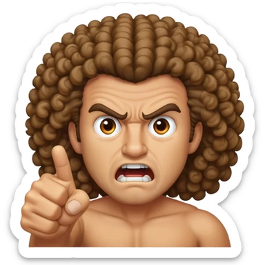Angry Tan man with big curly hair pointing at me sticker