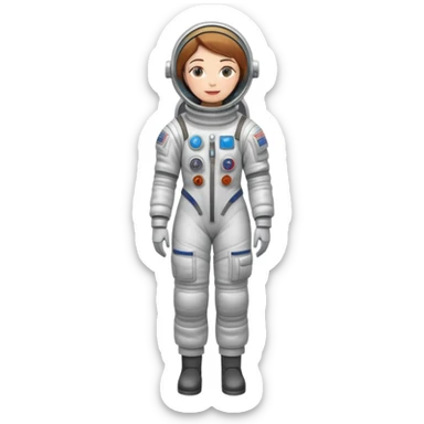 female cosmonaut in full length, standing, space suit, woman astronaut sticker