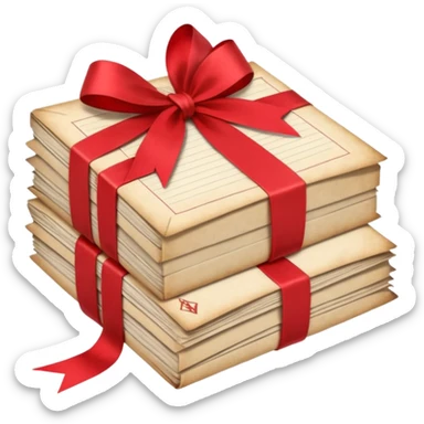 A beautifully arranged Stack of aged letters, tied with a red ribbon, envelopes, corespondence, aesthetic, red petals around, mail sticker