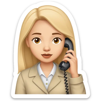 girl talking on corded phone sticker