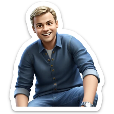 smiling boy in denim outfit sticker