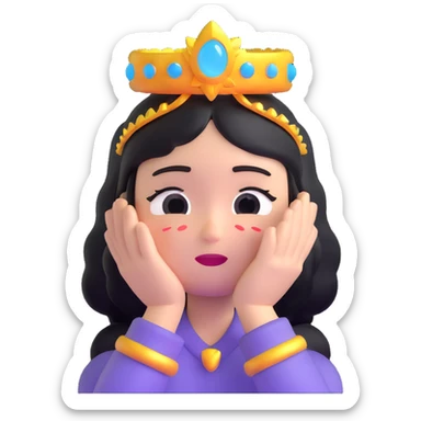 crying character wearing a glowing halo sticker