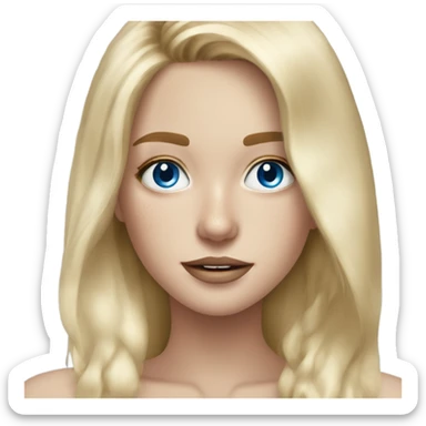 pretty girl blonde long hair makeup blue eyes freckles sticker