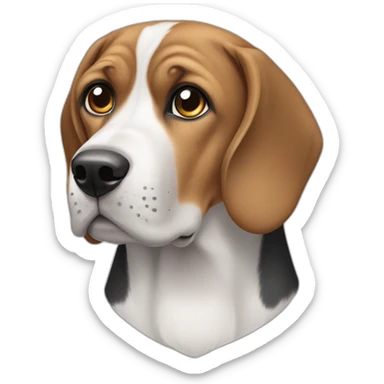 Beagle breed dog with Mastiff, grey coat, grey eyes, tender look sticker