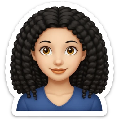 girl, long black coily hair, beautiful hazel eyes sticker