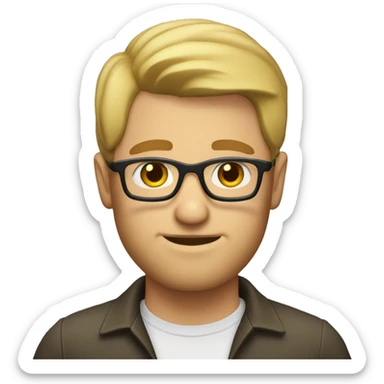 A man with short blonde hair, a beard, and glasses. sticker