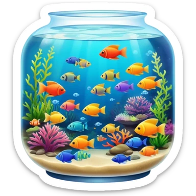 colorful aquarium with tropical fish sticker