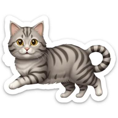 Gray tabby cat prancing sticker