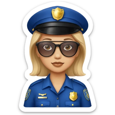 woman police with sunglasses sticker