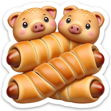 cute little sausage wrapped in dough as pigs in a blanket sticker