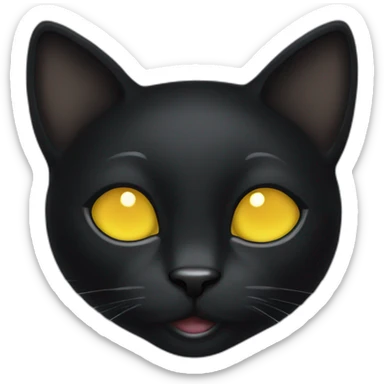 Black cat with yellow eye smile sticker