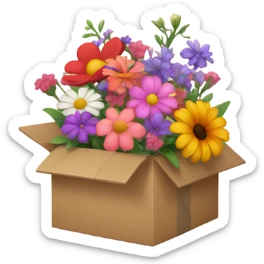 box with different flowers sticker