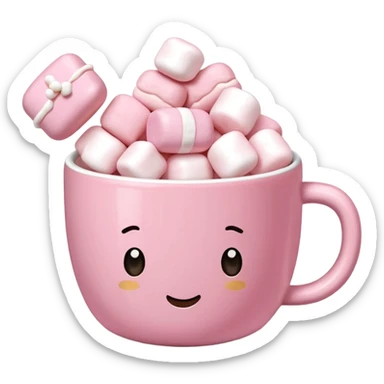 Kakao in pinker Tasse mit pink weißen mini marshmallow. OHNE Gesicht!!!, ästhetisch sticker