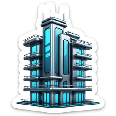 Shiny advanced futuristic Cyberpunk house sticker