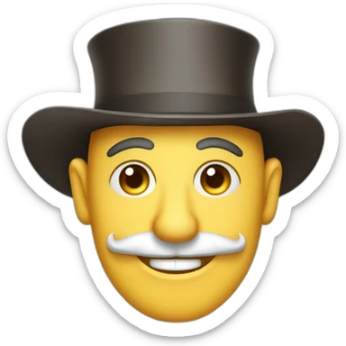 Happy merchant with small hat, crooked nose and a monocle sticker
