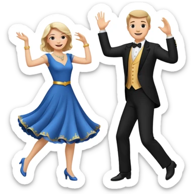 White Man and white woman dancing white sticker