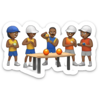 six friends playing pétanque sticker