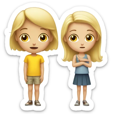 blonde child does not give a toy to another sad blonde child sticker