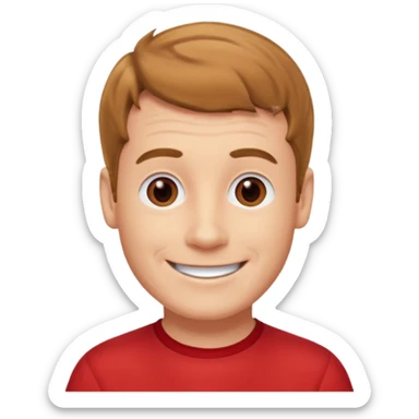 Murray Wiggle of The Wiggles with light skin, light brown hair, brown eyes, red skivvy shirt sticker