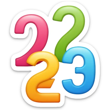colorful numbers 1 2 3 with a smiling face, fun and inviting sticker
