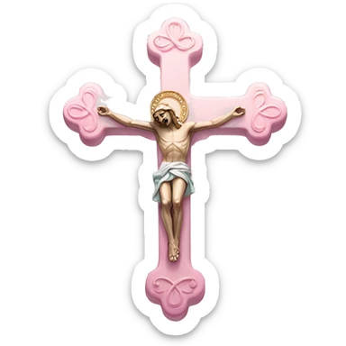 a pink pastel crucifix  sticker