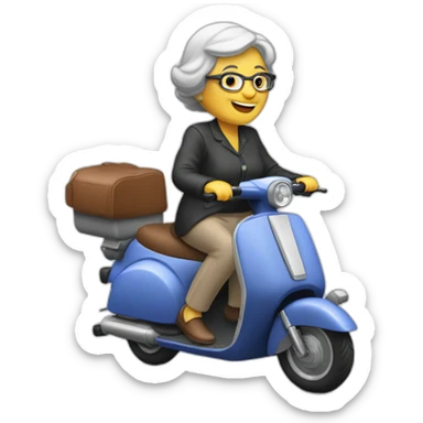 Une grand mère sur un scooter sticker