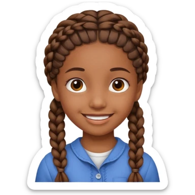 student, brown braid hair girl kid sticker