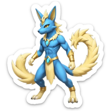 Lucario-Anubis-Umbreon-Zeraora-Jolteon-Fakémon-hybrid-creature (full body)  sticker