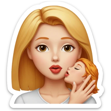 short blonde woman sending kiss to tall ginger sticker