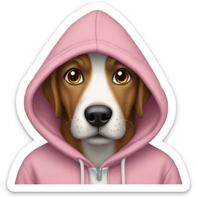 A hoodie wearing a dog sticker