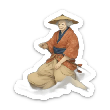 Hokusai in the style of Disney sticker