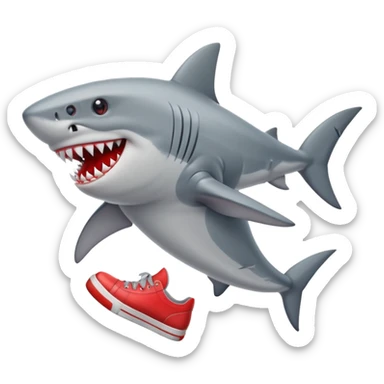 Shark with red shoes sticker