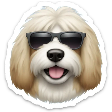 A really fluffy dog wearing sunglasses sticker