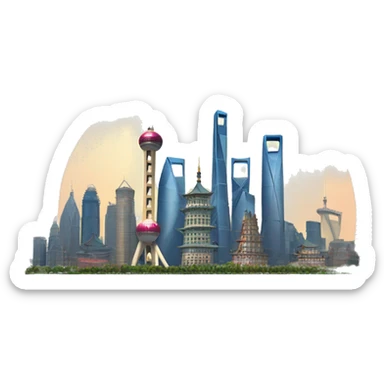 shanghai skyline sticker