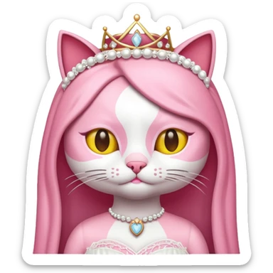 pink cat bride sticker