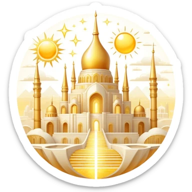 Epic divine sparkly glittery complex detailed gradients white golden bright light solarpunk sunny aesthetic-scenery sticker