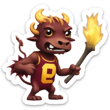 Sparky the sundevil pitchforking a buffalo sticker