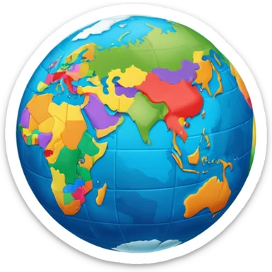 Create a realistic emoji of multiple languages shown by text flying around a earth ball  sticker