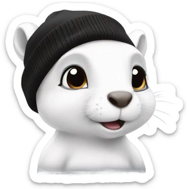 White squirrel with black beanie sticker