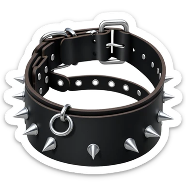 A black collar with spikes and a D ring in the center  sticker